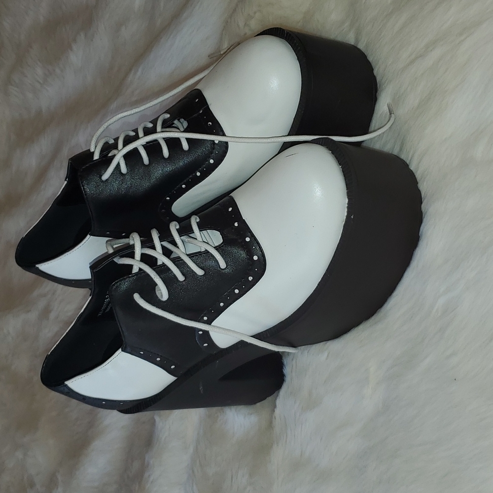 Black-and-white platform shoes